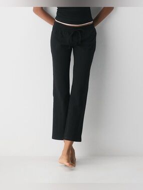 Babaton Women’s XS High Rise Black Lounge Pants Elastic Drawstring Straight Leg